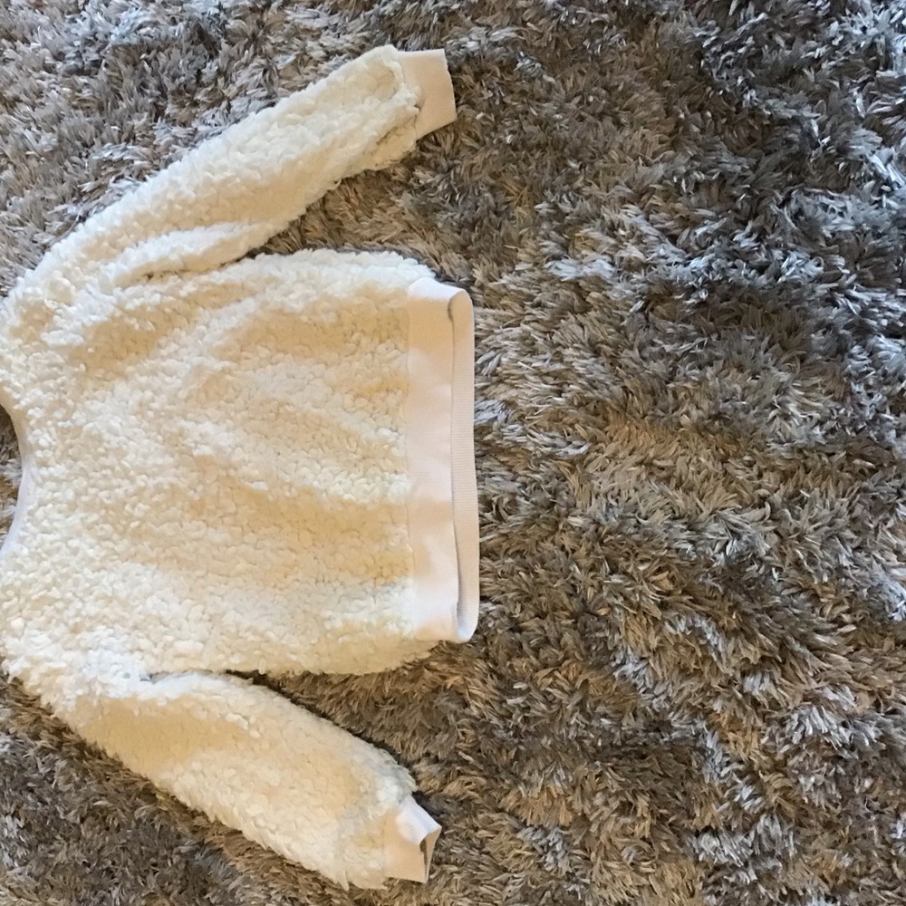 Fluffy white sweater children size 10-12 large